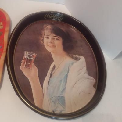 Set of Three Vintage Metal Beverage Trays Two Reproduction Coca-Cola circa 1973 Choice C