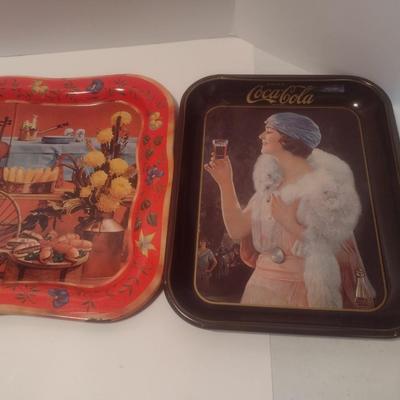 Set of Four Vintage Metal Beverage Trays Three Reproduction Coca-Cola Choice D