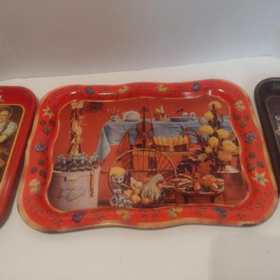 Set of Four Vintage Metal Beverage Trays Three Reproduction Coca-Cola Choice D