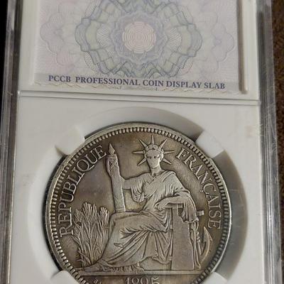 1895 French Indochina 1 Piastre coin