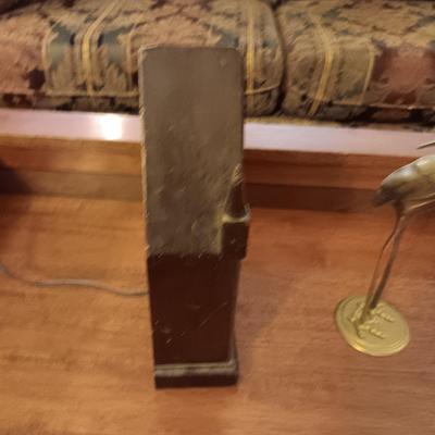 SESSIONS ELECTRIC CLOCK AND A BRASS CRANE