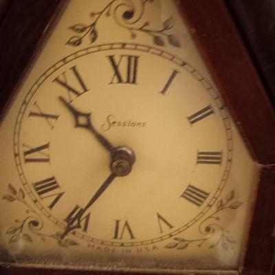 SESSIONS ELECTRIC CLOCK AND A BRASS CRANE