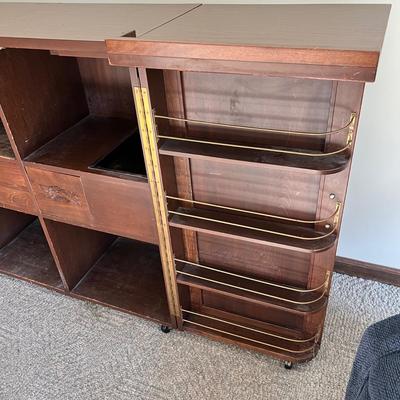 Asian Double Sided Rolling Dry Bar With Carved Design (LR-RG)