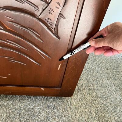 Asian Double Sided Rolling Dry Bar With Carved Design (LR-RG)