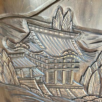 Asian Double Sided Rolling Dry Bar With Carved Design (LR-RG)