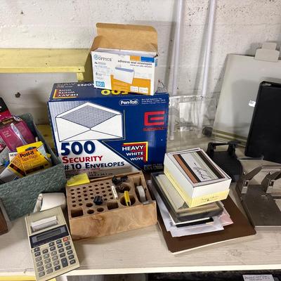 Vintage pencil sharpener, envelopes and miscellaneous office