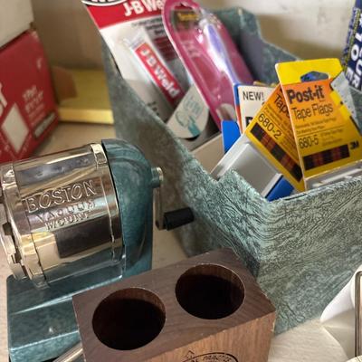 Vintage pencil sharpener, envelopes and miscellaneous office