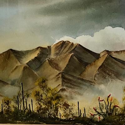 Ann Sproul Signed Watercolor in Rustic Frame - “Continental Mountains, Cave Creek” (LR-RG)