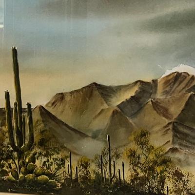 Ann Sproul Signed Watercolor in Rustic Frame - “Continental Mountains, Cave Creek” (LR-RG)