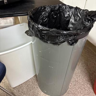 Vintage chair and trashcan plus folding table and more