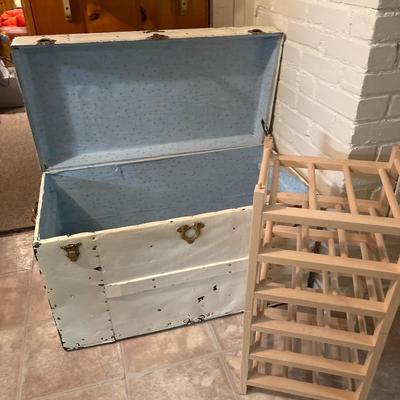Vintage trunk and wine rack