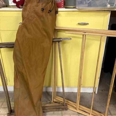 Two laundry racks and Vintage work pants