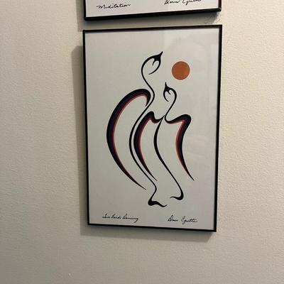 Doris Cyrette "Meditation" & “Two Birds Dancing” Outline Drawing (LR-RG)