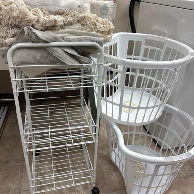 Laundry baskets and cart on wheels