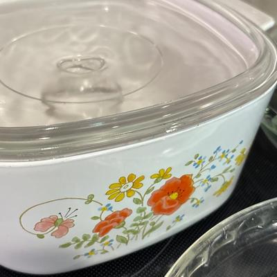 Casserole, glass pie plates & chopper
