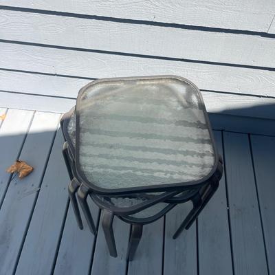 Four Metal Stacking Tables with Glass Tops (BD-MG)