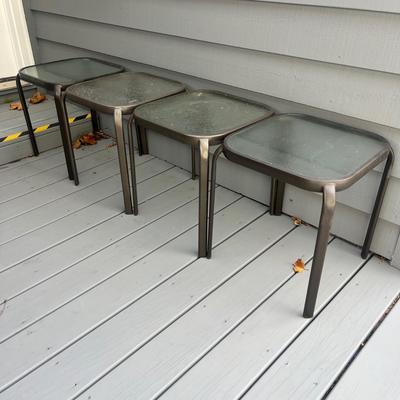 Four Metal Stacking Tables with Glass Tops (BD-MG)