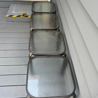 Four Metal Stacking Tables with Glass Tops (BD-MG)