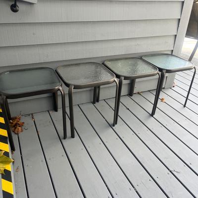 Four Metal Stacking Tables with Glass Tops (BD-MG)
