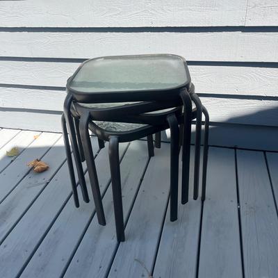 Four Metal Stacking Tables with Glass Tops (BD-MG)