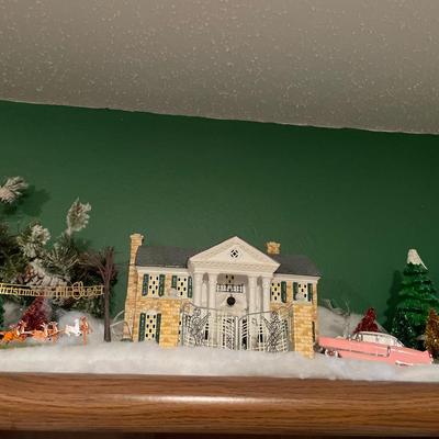 Fireworks stand, town hall & lighthouse snow village