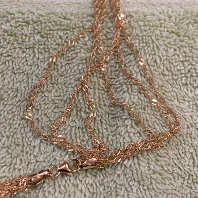 14k Multi Strand Yellow Gold 18” Necklace 6.2 grams
