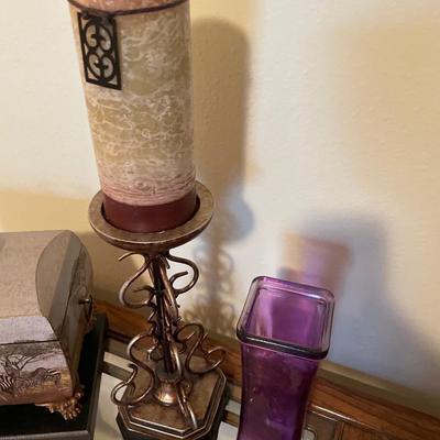 Zebra safari box with candles and glass frogs