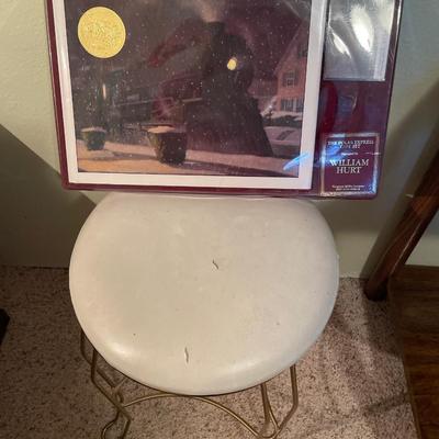 Polar Express book and white stool