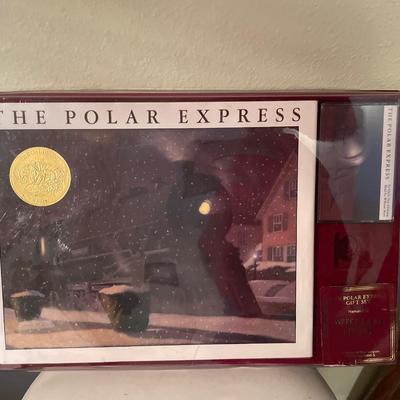 Polar Express book and white stool