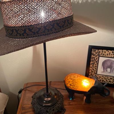 Elephant light and safari hat lamp