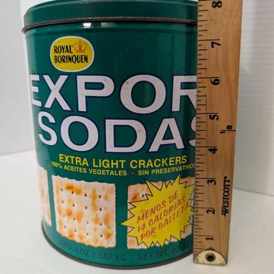 Vintage Royal Borinquen Export Sodas Extra Light Crackers Tin Can 20 oz Puerto Rico