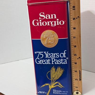 Vintage San Giorgio Pasta Tin 75th Anniversary 1989 Advertising Collectible 4 lb Size