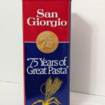 Vintage San Giorgio Pasta Tin 75th Anniversary 1989 Advertising Collectible 4 lb Size