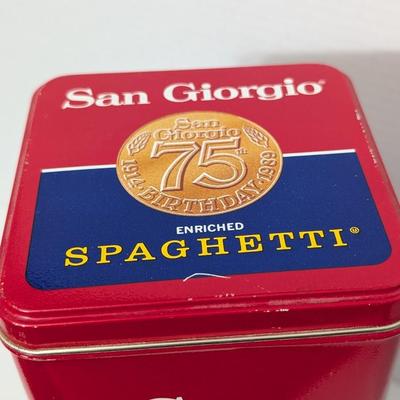 Vintage San Giorgio Pasta Tin 75th Anniversary 1989 Advertising Collectible 4 lb Size