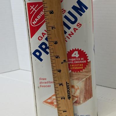Vintage Nabisco Premium Saltine Crackers Tin Advertising Kitchen Canister Retro