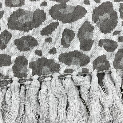 Cotton Throw Blanket Grey Leopard with Acrylic Tray Lot B