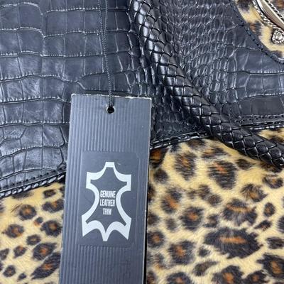 Leather Trim Leopard Print Garment Bag