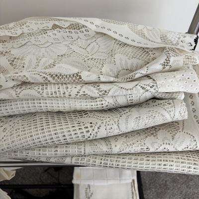 LOT 106: Siltec Scale, Vintage Linens, Shoe Stretchers, Compact Ironing Board, Laundry Organizing Rack
