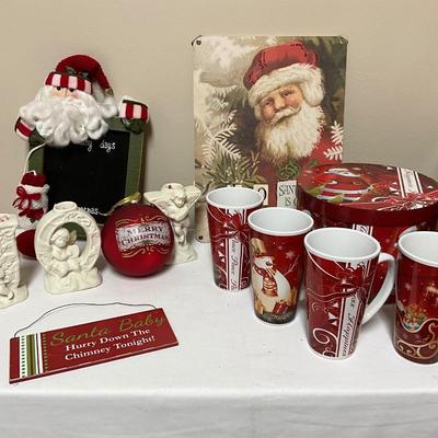 Santa is coming to town, Joy candle holders, Mugs, wall decor.