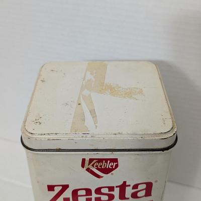 Vintage Keebler Zesta Saltines Tin 14 oz Twist ’n Crisp Retro Advertising Cracker Can