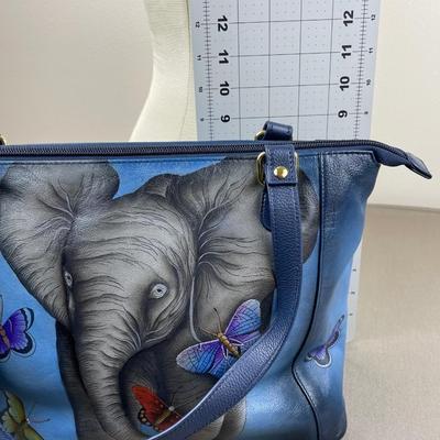 Anuschka Hand-painted Leather Elephant Tote New!
