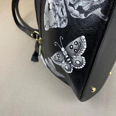 Anuschka Hand-painted Leather Large Butterfly Tote New
