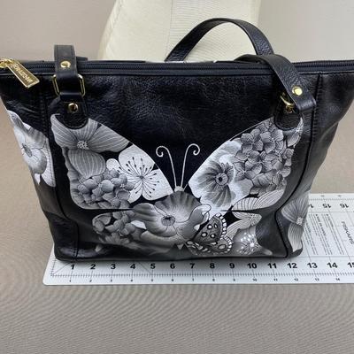 Anuschka Hand-painted Leather Large Butterfly Tote New