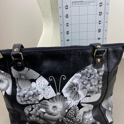 Anuschka Hand-painted Leather Large Butterfly Tote New