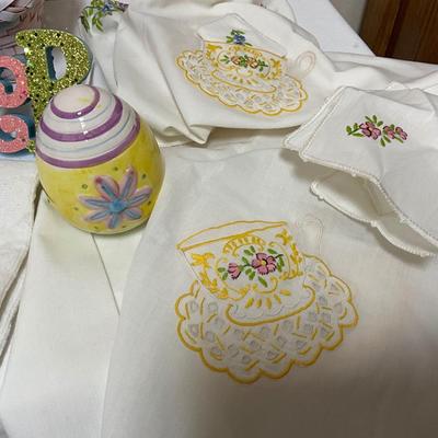 Easter grouping with square table cloth
