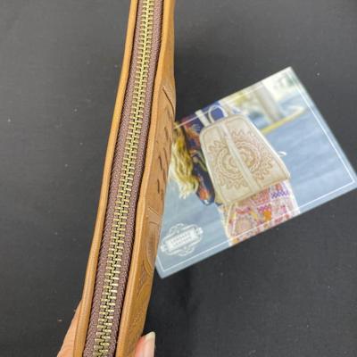 Labrado Tooled Leather Wallet with Wristlet Strap New!