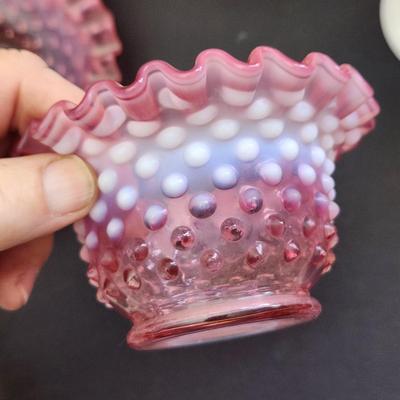 Vintage Fenton Hobnial Glassware Milk Glass Opalescent
