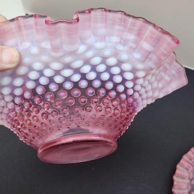 Vintage Fenton Hobnial Glassware Milk Glass Opalescent