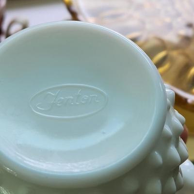 Vintage Fenton Hobnial Glassware Milk Glass Opalescent