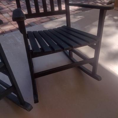 Pair of Slat Wood Porch Rocking Chairs
